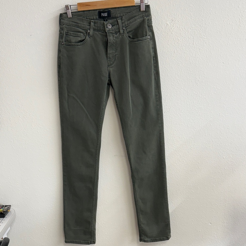PAIGE Olive Green Denim Pants